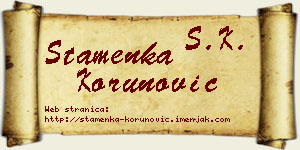 Stamenka Korunović vizit kartica